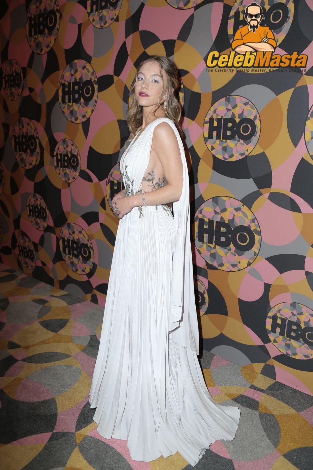 Sydney Sweeney outragous red-carpet wardrobe appearance showcasing her see-through look. outfit appearance. Sydney Sweeney shows up in almost naked on stage while promoting body positivity.