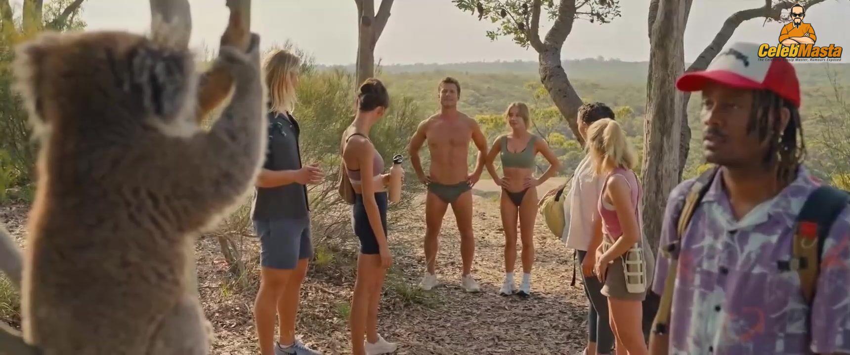Sydney Sweeney nearly nude sheer outfit appearance. Sydney Sweeney revealing cleavage in just bra and panties showing her sexy curves.