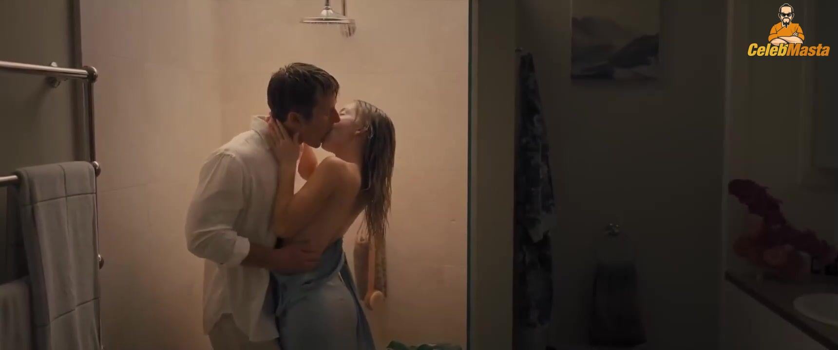 Sydney Sweeney nearly nude sheer outfit appearance. Sydney Sweeney revealing cleavage in just bra and panties showing her sexy curves.
